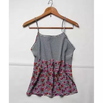 Маленькая майка на бретелях, пижама, атлас, сексуальный и дышащий шелк Stripes Fit(031) Size M