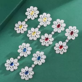 Маленькая маргаритка Daisy S New, микроинкрустированное цирконие красного, желтого и синего цвета, сокровище, ретро-тяжелая промышленность сапфировый