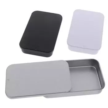 Маленькая металлическая банка с раздвижной крышкой, сладости, бальзам для губ, крем для бороды, воск, таблетки, 8X5X1,5 см серебряный