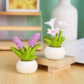 Маленькая мини-ваза, миниатюрный микро-пейзаж, самодельная смола, декоративные зеленые цветы в горшках, креативные аксессуары для кукольного домика