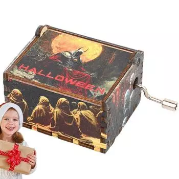 Маленькая музыкальная шкатулка Маленькая гравированная красочная музыкальная шкатулка для Хэллоуина Декор для дома Кошмар перед Рождеством Музыкальная шкатулка для Хэллоуина