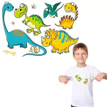 Маленькая нашивка с динозавром, аксессуар «сделай сам», наклейка, термопресс, аппликация в полоску, джинсовая аппликация на одежде, нашивка для детской футболки 20.1x16cm