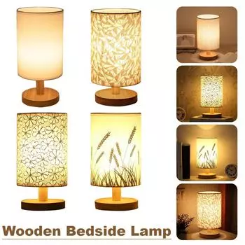 Маленькая настольная лампа-деревянная прикроватная лампа, простой льняной абажур для спальни, мини-настольная лампа, ночник для спальни, гостиной, детской комнаты