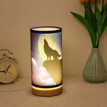 Маленькая настольная лампа у кровати с теплыми светодиодами Full Moon Creative Night Lamp синий