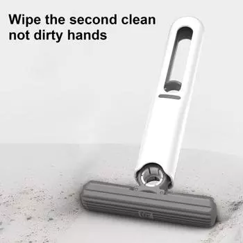 Маленькая настольная швабра, самовыдавливающая конструкция, складная, компактная, портативная, многофункциональная, настольная, ручная швабра, инструмент для уборки белый