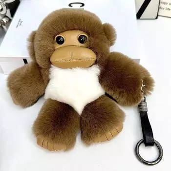 [Маленькая обезьянка] Настоящий кролик Рекс Сумка с волосами Подвеска Автомобильный брелок Милая Школьная сумка Подвеска
