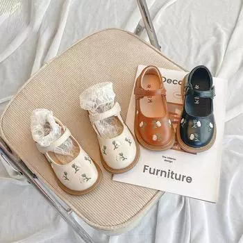 Маленькая обувь принцессы для девочек, осень 2023, детская танцевальная обувь с цветами 21