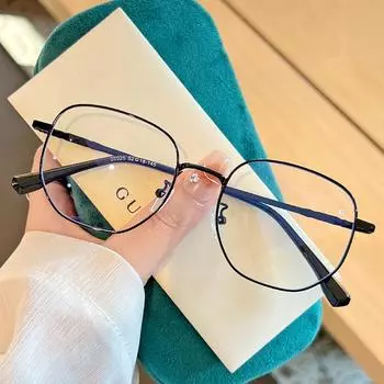 Маленькая оправа для очков, открывающая лицо, сверхлегкая, может сочетаться с женскими очками для близорукости, стиль Ins, корейская версия, плоские очки с защитой от синего света