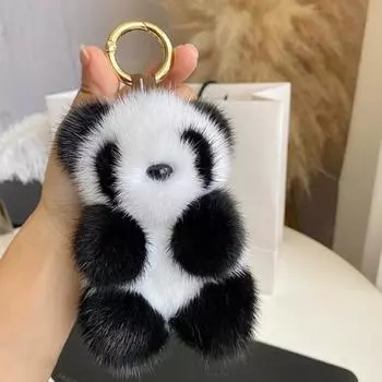 Маленькая панда плюшевая кукла брелок кулон женская сумка орнамент милый искусственный мех норки панда автомобильный брелок Шарм модный подарок 13cm