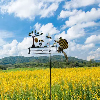 Маленькая пчелка, металлическая ветряная мельница, двор, художественный декор, скульптура, садовый кол, украшение сада для
