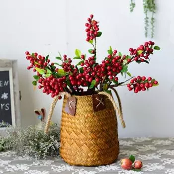 Маленькая плетеная корзина из морских водорослей с ручкой, корзина для цветов из ротанга для свадьбы, домашний декор, плетеные корзины для хранения растений, цветочный горшок