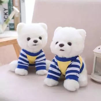 Маленькая плюшевая игрушка для собак, сидящая, одетая, мягкая собачка, успокаивающая плюшевая игрушка для детей породы померанский шпиц Blue streak