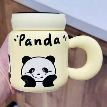 Маленькая подарочная керамическая кружка, бытовая кружка с крышкой для девочек, дорогая кружка для воды с рисунком, милая кружка, сувенирный подарок 470ML