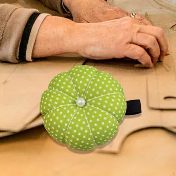 Маленькая подушечка для булавок на запястье Швейная подушечка для иголок с регулируемым эластичным ремешком для всех размеров зелёный