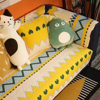 Маленькая подушка для дивана из свежего хлопка и саржи, всесезонная универсальная нескользящая ткань, хлопковое полотенце для дивана 70*70