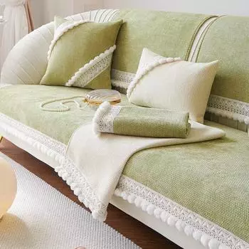 Маленькая подушка для дивана из свежей шенилловой ткани, универсальная противоскользящая подушка для гостиной, практичное полотенце для дивана на все времена года 70*70cm