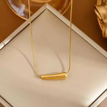 Маленькая подвеска в виде баклажана, цепочка из змеиной кости, невыцветающее ожерелье из титановой стали, женская простая цепочка на ключицу 1