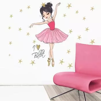 Маленькая принцесса детская наклейка на стену с героями мультфильмов танцевальная девушка спальня входная стена украшение украшение Наклейка на стену