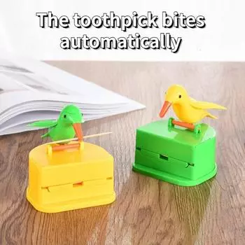 Маленькая птичка Умная коробка для зубочисток Автоматический держатель для зубочисток в виде маленькой птички с рисунком Банка для зубочисток в виде дятла Ведро для зубочисток толкающего типа