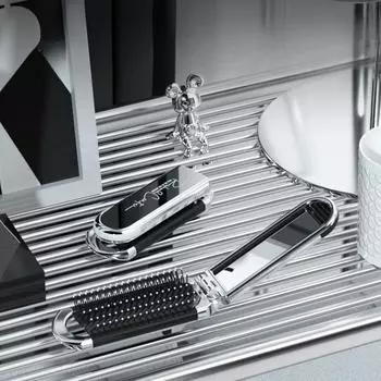 Маленькая расческа, портативная складная расческа, воздушная подушка, расческа для женских волос, массажное зеркало, интегрированная расческа Fashion Cream +silver bow