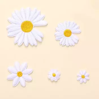 Маленькая ромашка, компьютерная вышивка, нашивка на ткани для модной одежды Hot Melt Adhesive