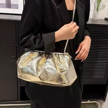 Маленькая роскошная дизайнерская женская кожаная серебряная сумка-облако, женская золотая сумка через плечо, женская вечерние сумочка-клатч, женские сумки 27 x 18 x 11cm синий