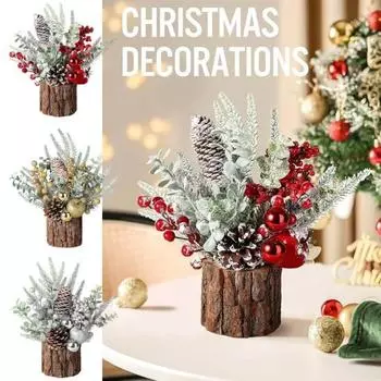 Маленькая рождественская елка Искусственная рождественская елка с шишковидными ягодными украшениями для дома, комнаты, зимы, дома красный