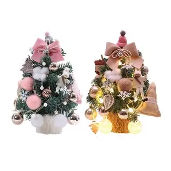 Маленькая рождественская елка с регулируемыми огнями из ПВХ, легкая настольная рождественская елка для украшения дома 35 см Roseate