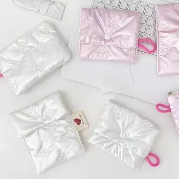 Маленькая розовая косметичка с бантом для хранения помады, симпатичные косметички, кошелек для монет, клатч для поездок на работу, женская косметичка в стиле Ins 16*11cm