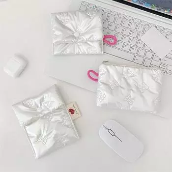 Маленькая розовая косметичка с бантом для хранения помады, симпатичные косметички, кошелек для монет, клатч для поездок на работу, женская косметичка в стиле Ins