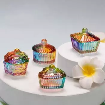 Маленькая ручка для хранения, щетка для мытья, эстетическая банка для макияжа, мини-хрустальная стеклянная чашка для каллиграфии 9