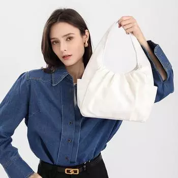 Маленькая ручная сумка с плиссированной текстурой Cloud Bag Fashion Croissant Женская сумка чёрный