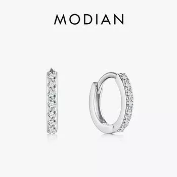 Маленькая серьга-кольцо с 5 австрийскими кристаллами AAA ZC, материал из стерлингового серебра 925 пробы, элегантные серьги серебряный