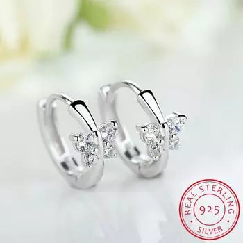 Маленькая серьга-кольцо в виде бабочки из серебра 925 пробы с цирконием для девочек, женская, красивая, Aros, серьги Huggies, ювелирные изделия