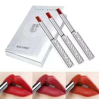 Маленькая серебряная помада в тюбике, шелковистая, пигментированная, влажная, не легко прилипает к чашке, стойкая матовая, набор помад ко Дню Святого Валентина