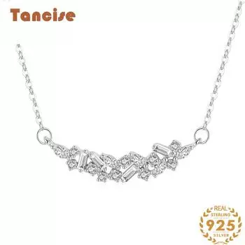 Маленькая серебряная роскошная женская подвеска S925 с бриллиантами, классическая цепочка на ключицу «Джокер». серебряный