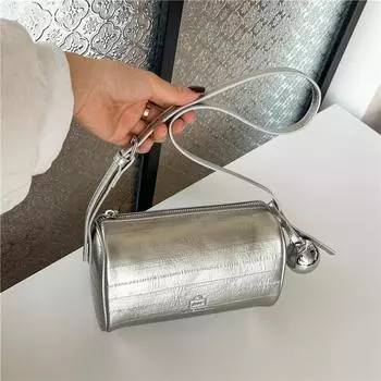 Маленькая серебряная сумка через плечо для женщин, универсальная сумка через плечо, модная сумка через плечо
