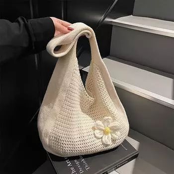 Маленькая сетчатая сумка, большая вместительная сумка для женщин, летняя плетеная сумка в стиле ленивой для женщин