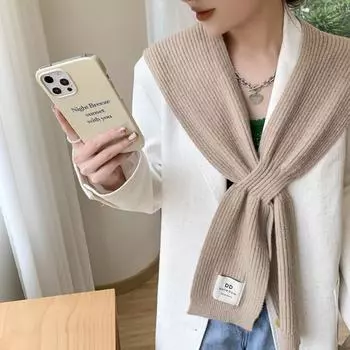 Маленькая шаль из вязанного крестом женского внешнего покрытия, летняя однотонная, для защиты шеи в помещении с кондиционером, завязанный жилет с накладным воротником 80-100cm