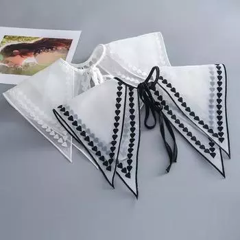 Маленькая шаль женская накидка многофункциональная декоративная поддельный воротник белая и черная