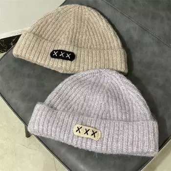 Маленькая шерстяная шапка для женщин осень и зима прилив универсальный круглое лицо мохер Интернет знаменитость теплая вязаная шапка холодная шапка M56-58cm зелёный