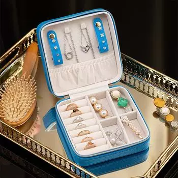 Маленькая шкатулка для драгоценностей из искусственной кожи, 20 цветов, портативный дорожный футляр для ювелирных изделий для колец, кулонов, сережек, ожерелья, браслетов, органайзер, держатель для хранения, коробки 10*10*5cm зелёный