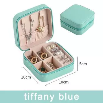 Маленькая шкатулка для драгоценностей из искусственной кожи, 20 цветов, портативный дорожный футляр для ювелирных изделий для колец, кулонов, сережек, ожерелья, браслетов, органайзер, держатель для хранения, коробки 10*10*5cm зелёный
