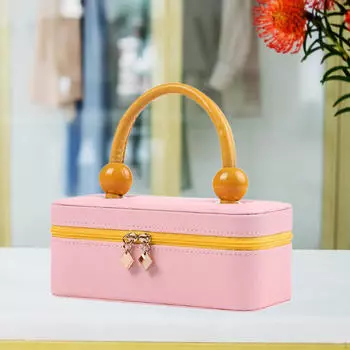 Маленькая шкатулка для хранения ювелирных изделий, застежка-молния для сережек, чехол из искусственной кожи, ювелирные изделия