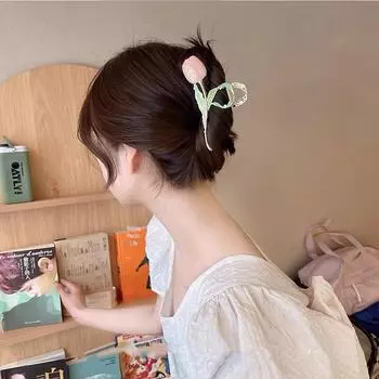 Маленькая шпилька для волос «Тюльпан»: Зажим в виде акулы в японском и корейском стиле для женщин розовый