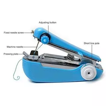 Маленькая швейная машинка с ручным управлением, простая в эксплуатации, для дома и путешествий, портативная мини-ручная швейная машинка, принадлежности синий