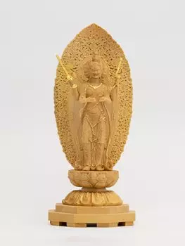 Маленькая статуэтка Будды Бато Каннон из золотой глины, Бодхисаттва, резьба по дереву, орнамент Бато Каннон 14,2 см (Деревянный самшит, отделка)_Авалокитешвара (ГСБ