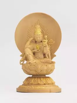 Маленькая статуэтка Будды Нёирин Каннон из золотой глины Бодхисаттва Будда, резьба по дереву, украшение Нёирин 10,5 см (Деревянный самшит, отделка)_Канзеон (ГСБ