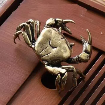 Маленькая статуэтка краба ручной работы, миниатюры цельного краба, украшения в стиле ретро для офиса style 2