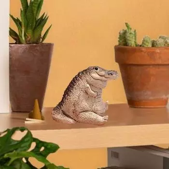 Маленькая статуэтка крокодила, украшение для питомца, милая статуэтка из смолы ручной работы, маленький крокодил, украшение для сада, домашнего обеденного стола